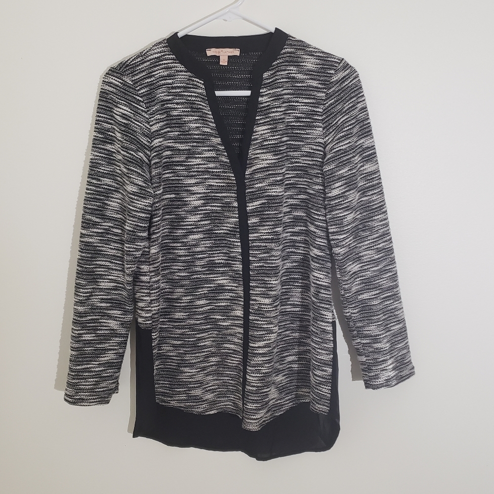 Gibson Latimer Herringbone Combo Sweater Black White Size Small